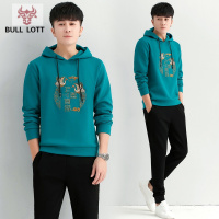 公牛乐途2021连帽男士卫衣春秋款国潮搭配帅气休闲运动服套装男生秋季新款潮流