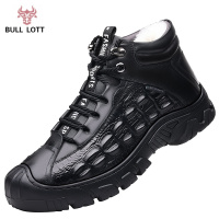 公牛乐途2021冬季男士棉鞋真皮羊毛高帮户外运动休闲保暖冬男鞋加绒东北棉皮鞋