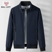 公牛乐途2021男士爸爸外套春秋款中老年休闲40-50岁父亲宽松立领夹克上衣男装