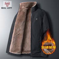 公牛乐途2021羊羔绒加绒加厚男士外套冬装中老年保暖棉衣男装爸爸宽松大码棉服