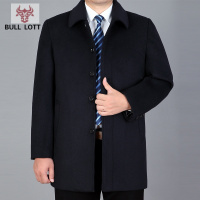 公牛乐途2021大码男士羊毛呢外套中老年加肥加大宽松呢子大衣肥佬胖爸爸秋冬装