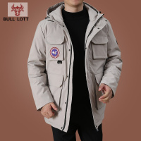 公牛乐途2021白鸭绒羽绒服男工装年新款男士冬季外套加绒加厚棉服男中长款
