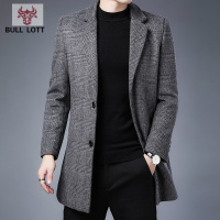 公牛乐途2021双面羊绒大衣男中长款毛呢外套格子风衣中款妮子年新款秋冬季定做款