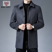 公牛乐途2021爸爸羊毛呢大衣男羊绒外套中长款秋冬季加厚中年呢子风衣冬装定做款