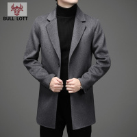 公牛乐途2021男士双面羊毛绒大衣中长款英伦风男装秋冬季加厚西服外套风衣西装定做款