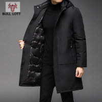 公牛乐途2021秋冬季中长款棉服男士休闲连帽外套棉衣加厚棉袄大衣新款男装定做款
