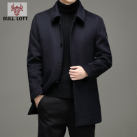 公牛乐途2021秋冬季加厚中年羊毛大衣男羽绒服中长款风衣中老年爸爸装呢子外套定做款