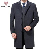 公牛乐途2021秋冬季中年毛呢大衣男中长款爸爸男装中老年加厚羊毛呢子风衣外套
