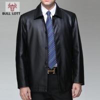 公牛乐途2021春秋海宁真皮绵羊皮皮衣男翻领皮夹克男装中老年爸爸装冬季外套男定做款