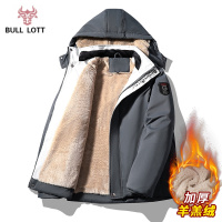 公牛乐途2021加绒加厚工装棉衣男士冬季潮牌棉袄宽松加肥加大码羊羔绒棉服外套