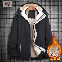公牛乐途2021羊羔绒外套男秋冬季加绒加厚棉衣男士大码棉服潮牌男装加厚棉袄子