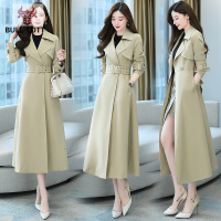 公牛乐途风衣大衣外套女春秋2021年新款早秋时尚中长款卡其色外衣大码减龄