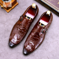 公牛乐途2021冬季鳄鱼纹皮鞋新款男英伦商务休闲大码鞋正装男鞋婚礼鞋定做款