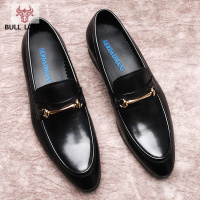 公牛乐途2021欧美马衔扣乐福鞋男士英伦休闲皮鞋一脚蹬商务正装真皮尖头潮鞋子定做款