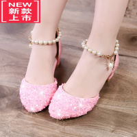 可莉允女童高跟鞋皮鞋儿童小女孩钢琴表演水晶礼服模特走秀演出鞋公主鞋运动休闲鞋