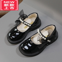 可莉允女童黑色小皮鞋2022春秋小女孩公主鞋软底小女孩韩版演出鞋儿童鞋运动休闲鞋