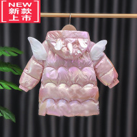可莉允女童冬季翅膀棉服2022新洋气加厚独角兽外套宝宝炫彩免洗羽绒棉衣