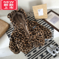 可莉允男童加绒外套加厚秋冬装2022新款潮宝宝豹纹毛绒棉衣儿童冬季棉服