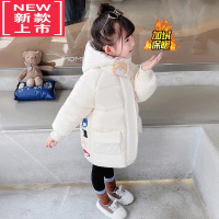 可莉允女童加绒小熊棉服外套秋冬季新款儿童装女孩时髦洋气保暖长款棉衣