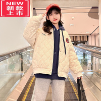 可莉允女童冬款棉服2022新款女孩加厚韩版中大童冬季菱形格棒球服棉衣潮