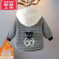 可莉允儿童外套秋冬款2022加绒加厚男童时尚格子棉衣女宝宝休闲洋气棉服