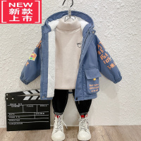 可莉允男童风衣2022冬季新款洋气韩版宝宝上衣儿童加绒加厚冬装棉衣外套棉服