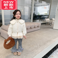 可莉允女童娃娃领棉衣爱心绗线棉袄秋冬季幼儿保暖小棉袄中长款风衣外套棉服