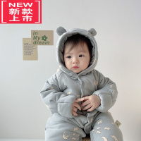可莉允ins丹麦秋冬婴儿连体棉衣男女宝宝外出加厚保暖棉服新生儿厚爬服