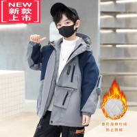 可莉允儿童冬装男童外套加厚2022新款秋冬季中大童连帽派克服棉衣洋气潮棉服