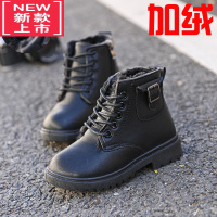 可莉允女童靴子2021秋冬款英伦风短靴男童马丁靴儿童鞋加绒保暖棉鞋皮靴