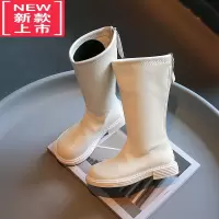 可莉允女童靴子2022秋季新款软底儿童高筒靴防滑女孩时尚长筒春秋皮靴子