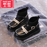 可莉允儿童靴秋冬季加绒女童鞋子保暖棉鞋2022新款二棉靴女童马丁靴袜靴