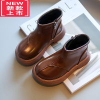 可莉允儿童皮靴秋冬季英伦2022新款女宝软底皮鞋低筒短靴马丁靴女童靴子