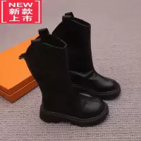 可莉允女童靴子2022冬季新款儿童鞋子春秋季单靴洋气高筒长靴皮靴公主鞋