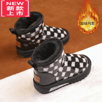 可莉允男童雪地靴冬季一体防水儿童靴子中大童加绒加厚宝宝东北棉鞋