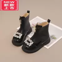 可莉允女童靴子小香风2022秋冬新款儿童马丁靴洋气皮靴加绒小女孩短靴