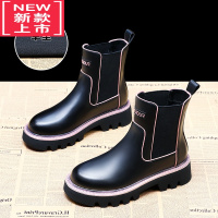 可莉允女童靴子2022秋冬季新款儿童鞋短靴中大童皮靴加绒防滑女孩马丁靴