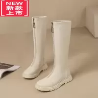 可莉允儿童鞋子女2022新款女童靴子秋冬季加绒高筒皮靴洋气长筒二棉长靴