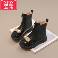 可莉允女童靴子洋气儿童马丁靴软底公主皮靴2022秋冬新款小香风宝宝短靴