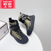 可莉允儿童马丁靴2022秋新款单靴时尚男童靴子女童高帮中筒靴二棉运动鞋