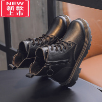 可莉允女童马丁靴雪地靴儿童靴子2022年新款秋冬二棉鞋加绒加厚黑色短靴