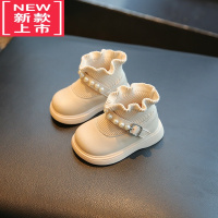 可莉允女童靴子女宝宝学步鞋秋季短靴软底婴儿公主鞋小童鞋子洋气袜子靴