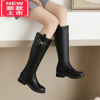 可莉允女童靴子2022春秋款高筒长靴走秀演出单靴儿童洋气冬加绒公主皮靴