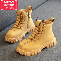 可莉允女童马丁靴2022秋冬新款儿童靴子大黄靴中大童女孩童鞋加绒二棉鞋
