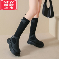 可莉允女童靴子2022新款秋冬季儿童长筒靴加绒马丁靴洋气高筒袜靴公主靴