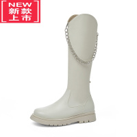 可莉允女童靴子2022新款秋冬季儿童长靴网红高筒靴马丁靴小女孩洋气单靴