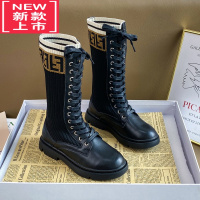 可莉允女童靴子2022春秋冬季新款加绒长筒单儿童鞋子马丁靴高筒大童