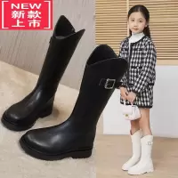 可莉允女童靴子2022秋冬新款儿童长靴小学生中大童长筒高筒靴二棉鞋冬靴