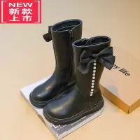 可莉允女童靴子加绒马丁靴2022秋冬季新款儿童公主长靴二棉鞋洋气高筒靴