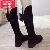 可莉允女童长靴加绒不过膝靴女孩子弹力高筒靴秋冬款防滑棉靴中大童靴子